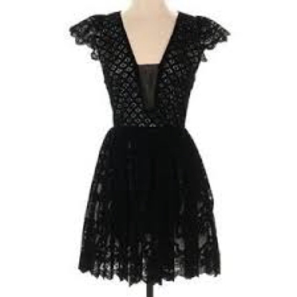 Free People Elegant Black Lace Dress